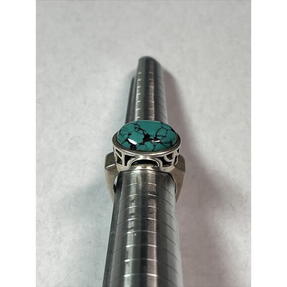 vintage silpada sterling silver 925 Square Pinky Ring Faux Oval Turquoise Size 6 - Picture 9 of 13